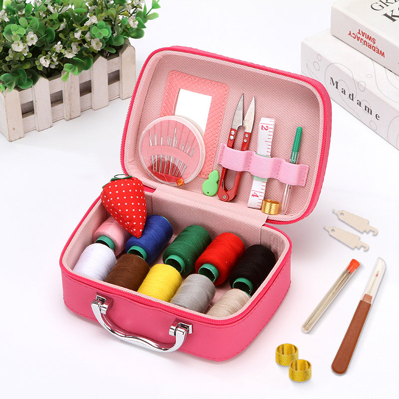 Complete Portable Sewing Kit in Luxury Faux Leather Case – Compact and Practical