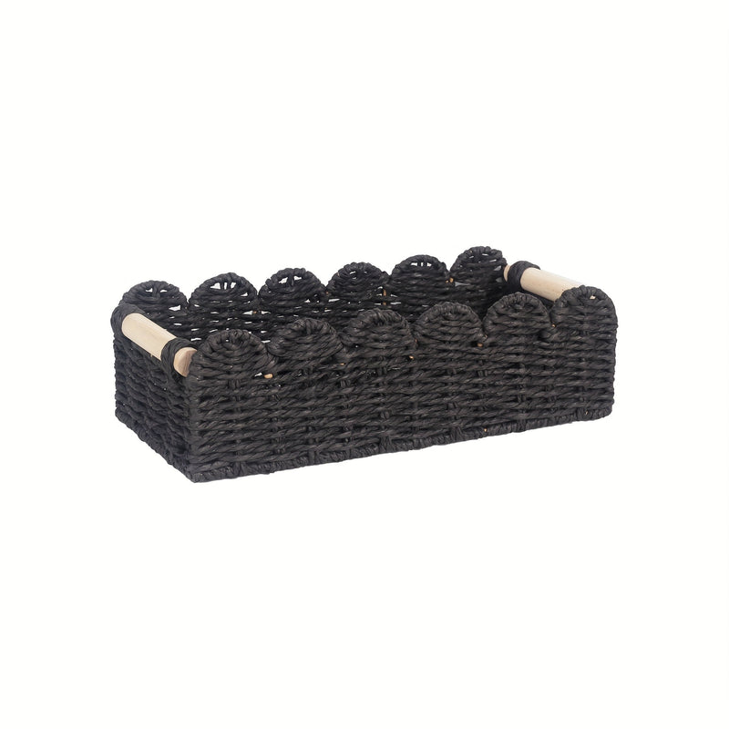 Boho Woven Storage Basket with Fan Edge – Decorative and Practical for Any Interior