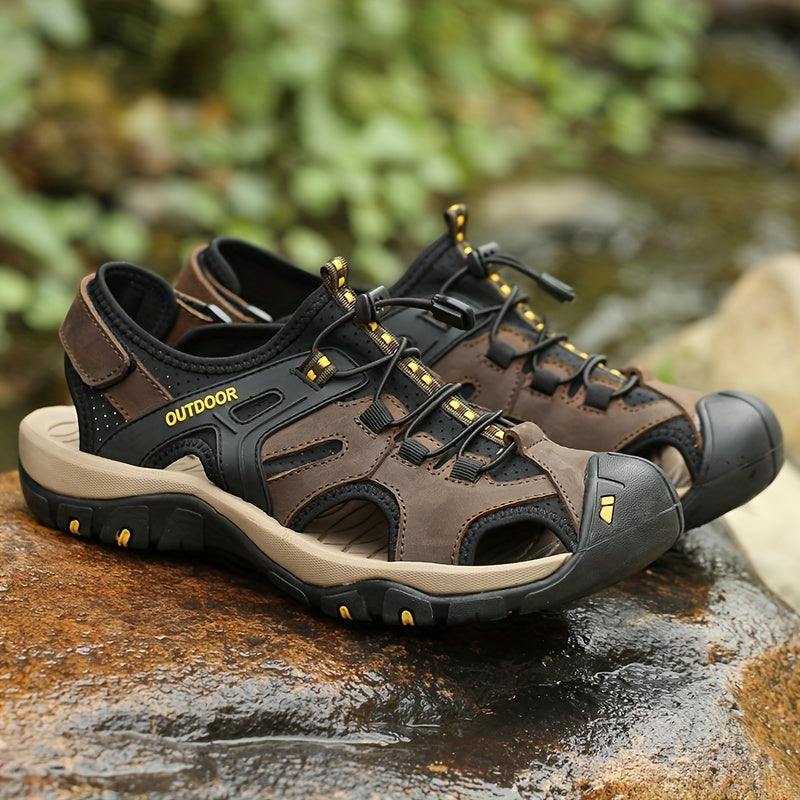 Men's Outdoor Walking Sandals with Closed Toe and Non-Slip Sole