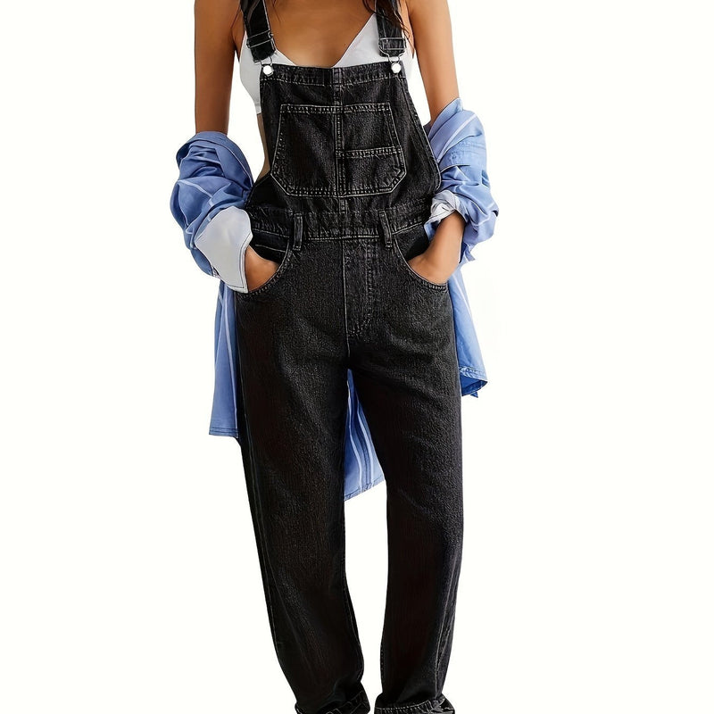 Ladies Denim Dungarees – Casual Overall with Loose Fit