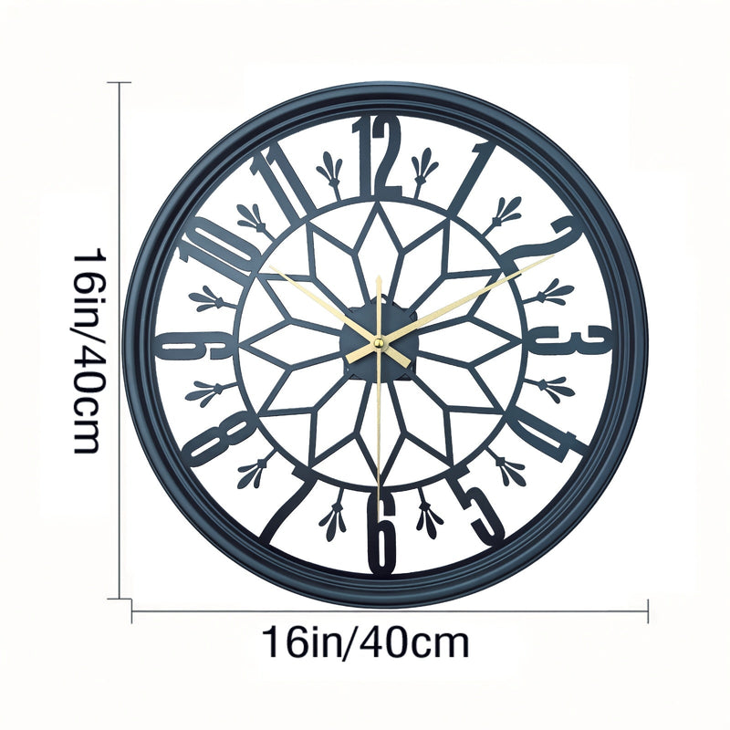 Large Metal Wall Clock with Silent Quartz Movement