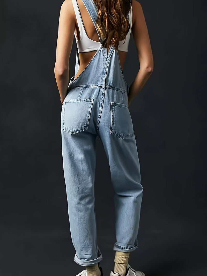 Ladies Denim Dungarees – Casual Overall with Loose Fit