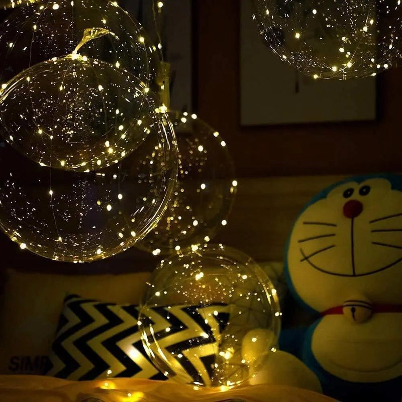 Transparent LED Balloons with Warm White Lights – Set of 10