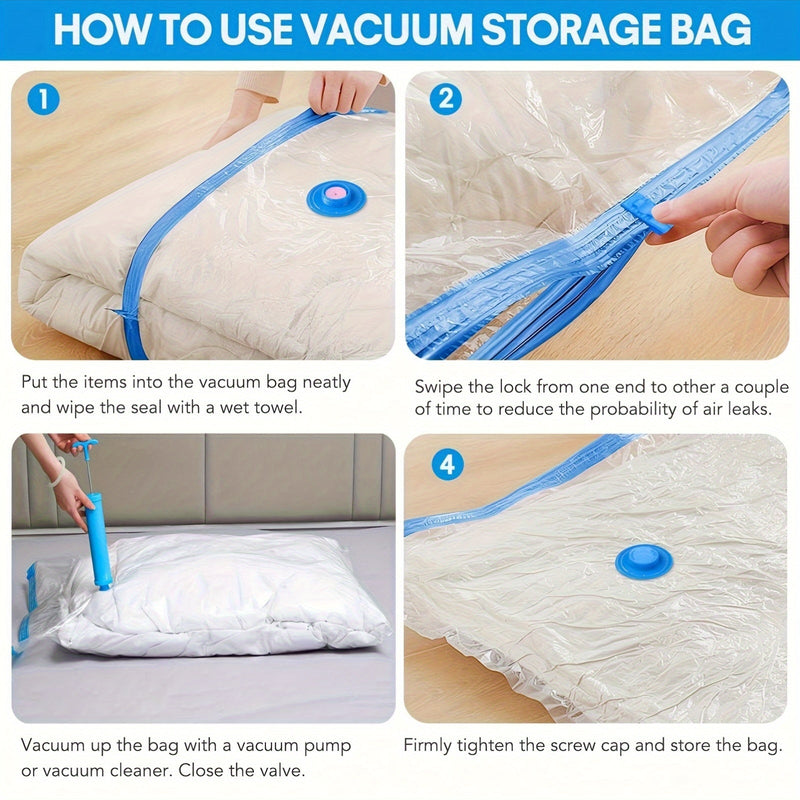 Set of Extra Large Vacuum Storage Bags – Reusable, Waterproof, and Space-Saving