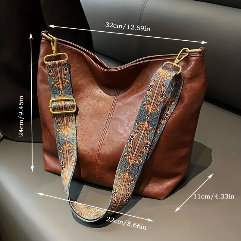 Wide Geometric Bag – Large Capacity Crossbody with Retro Vibe