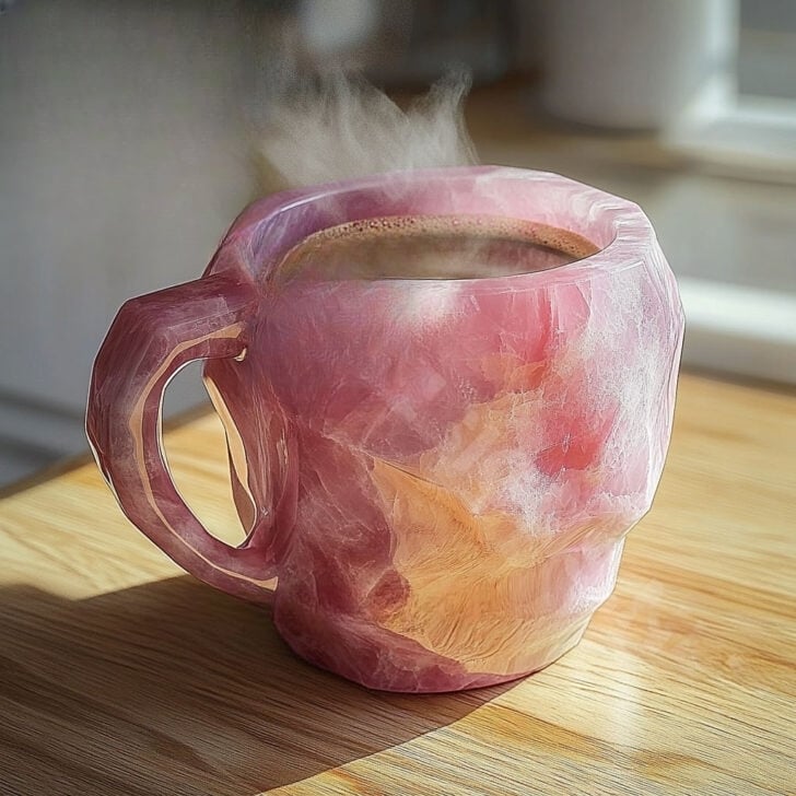 Gemstone Inspired Crystal Mug with Sculptural Finish