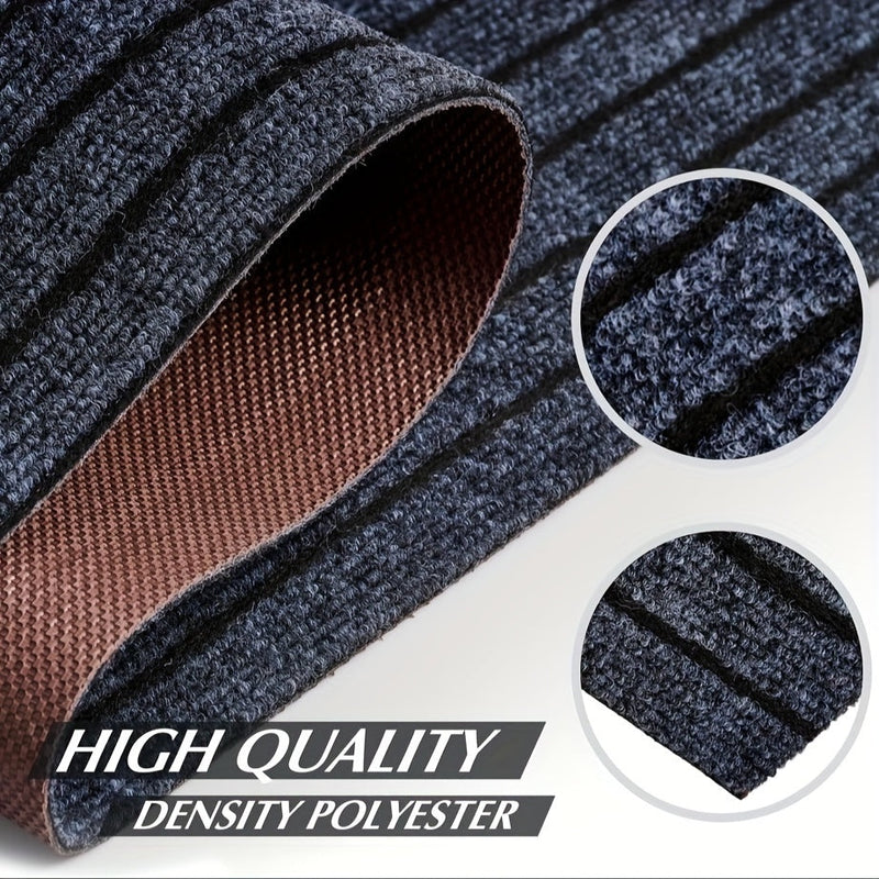 Ribbed Hallway Runner Rug with Rubber Backing and Low Pile Finish