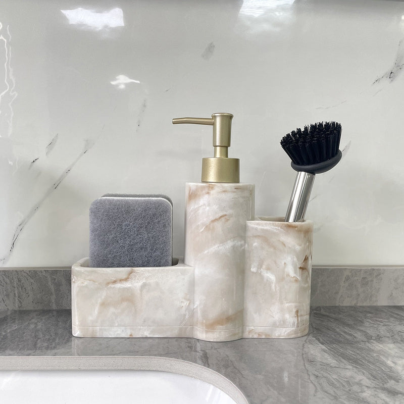 Kitchen Soap Dispenser with Brush and Sponge Holder – Luxurious and Practical