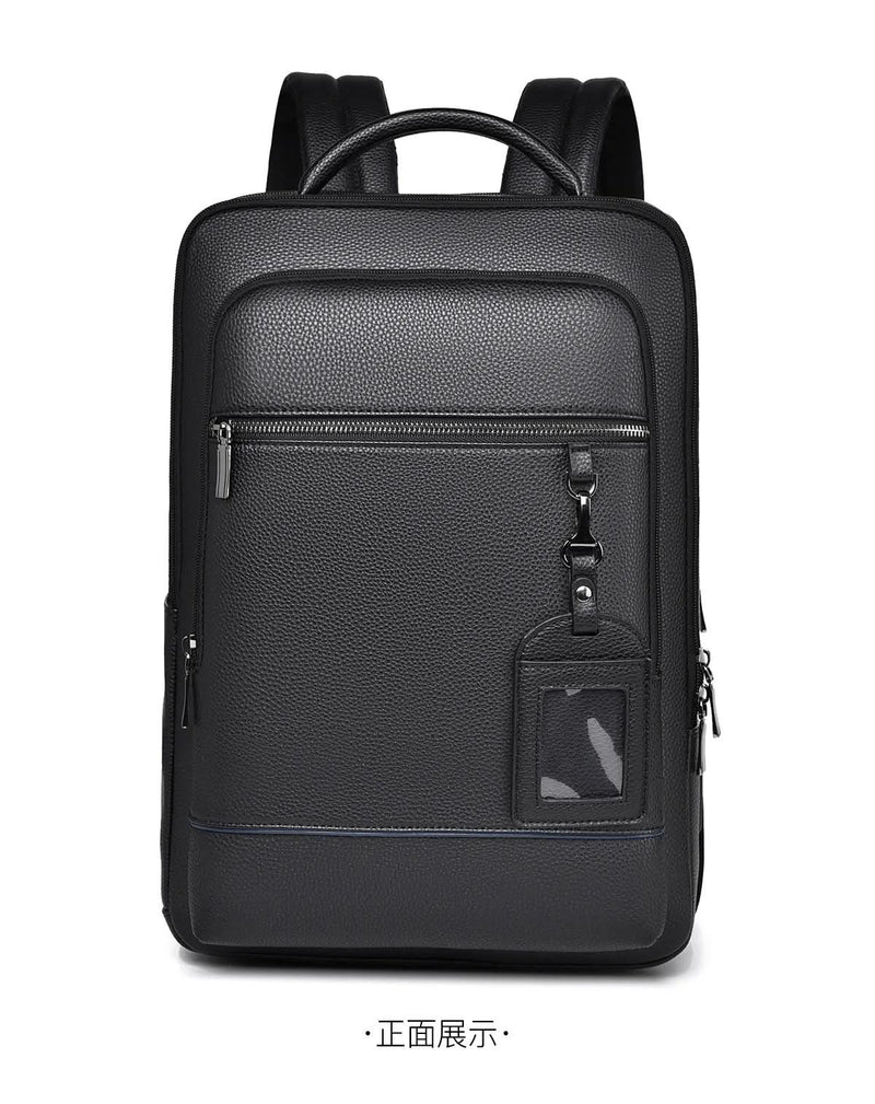Unisex PU Leather Laptop Backpack with USB Charging Port for Everyday Travel