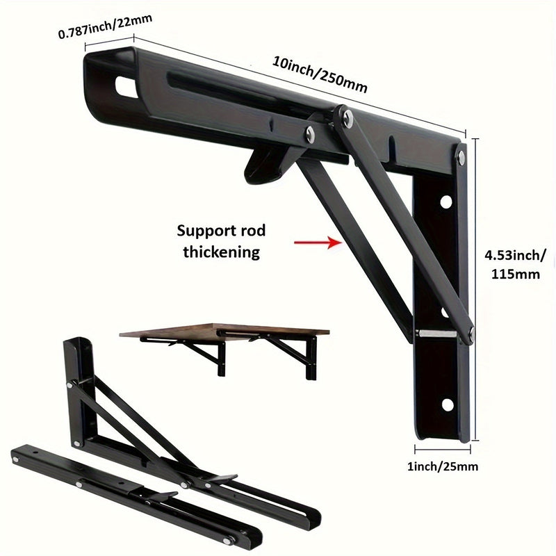 Pair of Heavy-Duty Steel Folding Shelf Brackets with Screws