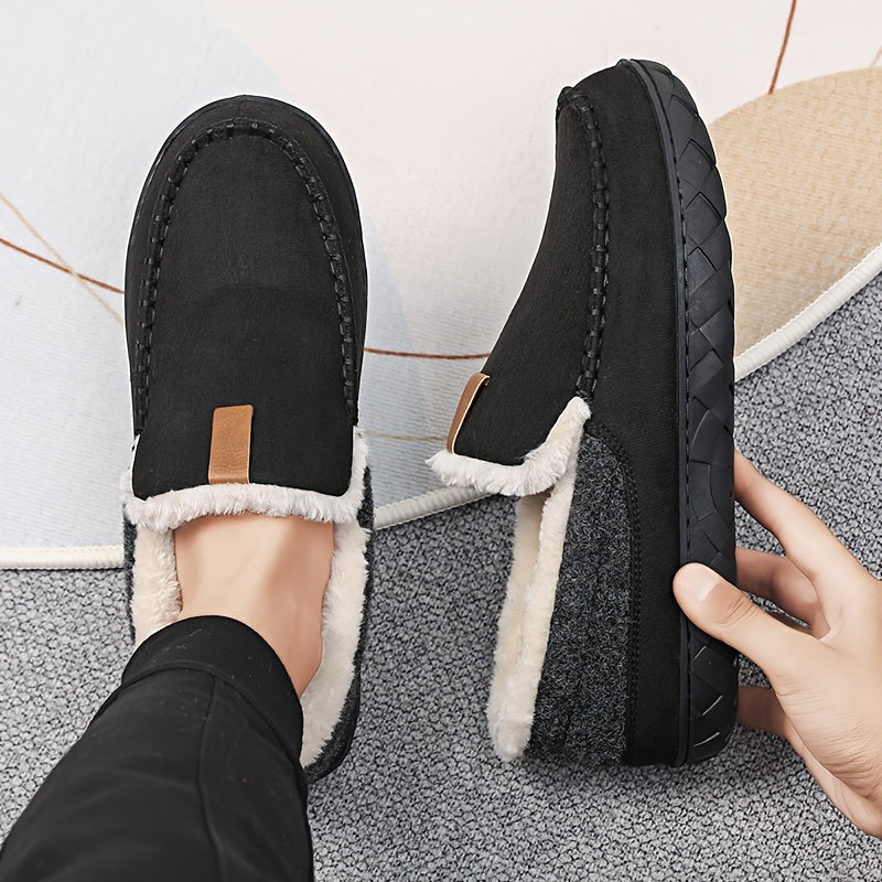 Warm Slippers for Men with Sheepskin Lining and Non-Slip Sole
