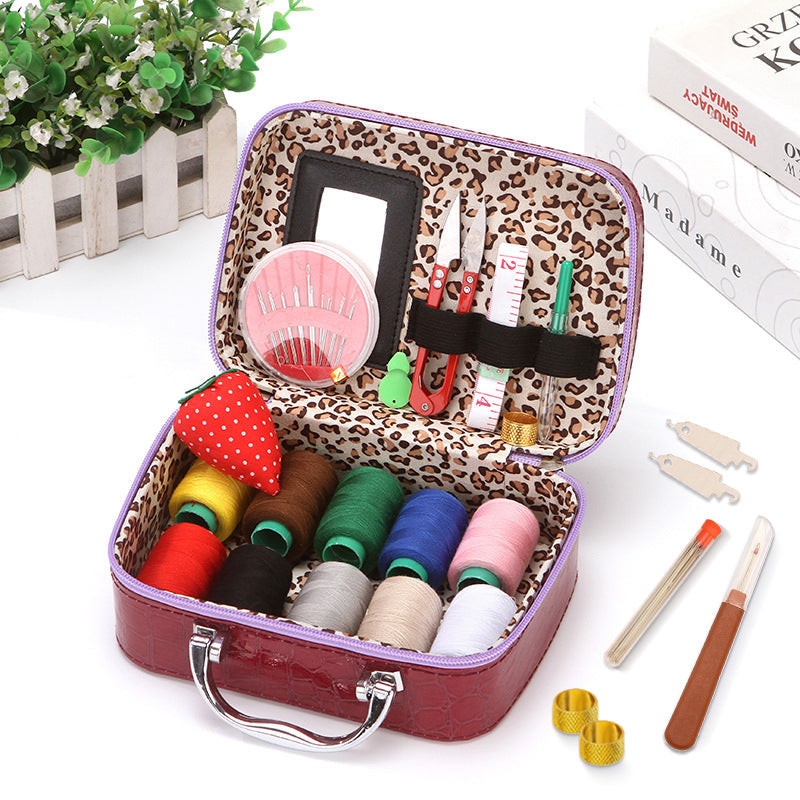 Complete Portable Sewing Kit in Luxury Faux Leather Case – Compact and Practical