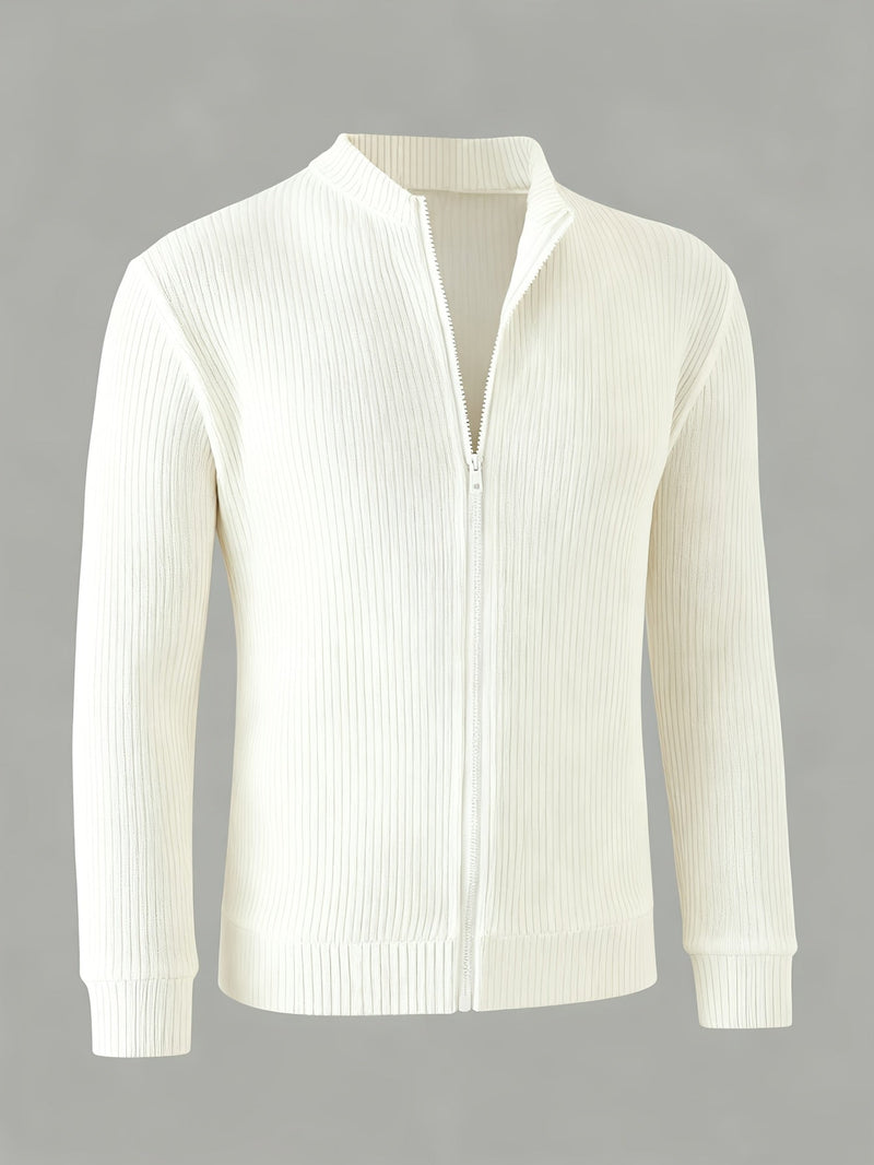 Men's Ribbed Zip-Up Cardigan – Relaxed Fit for Autumn and Winter