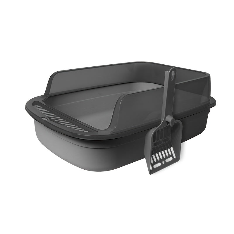 Cat Litter Tray with Raised Edge and Scoop – Splash-Free and Practical Design