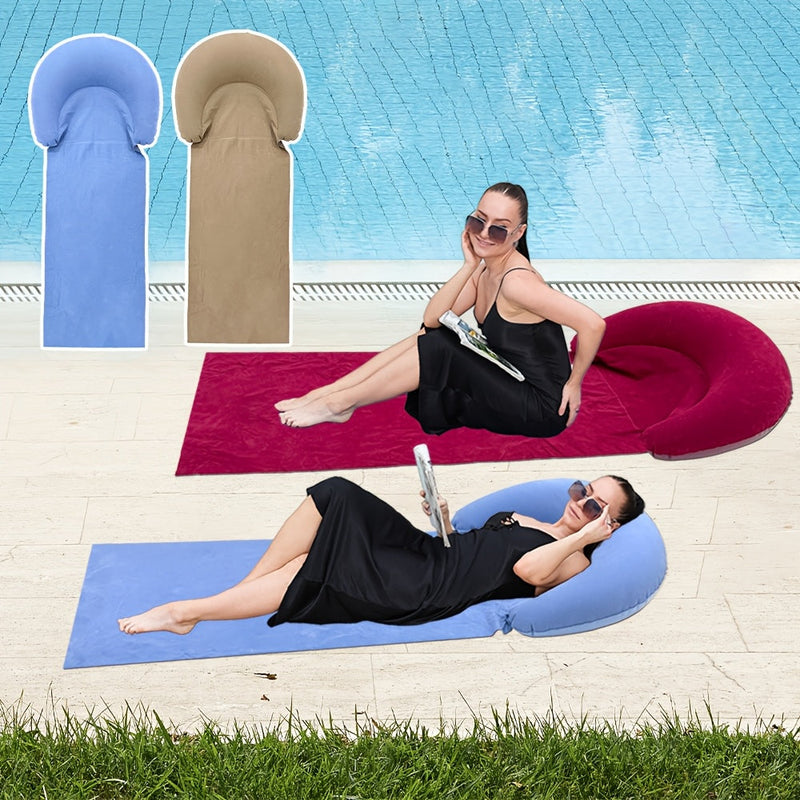 Comfortable Inflatable Beach Mat with Headrest for the Beach and Camping