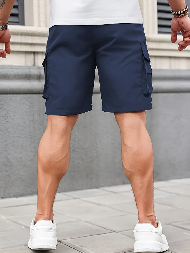 Men's Polyester Cargo Shorts with Zipped Pockets for Summer