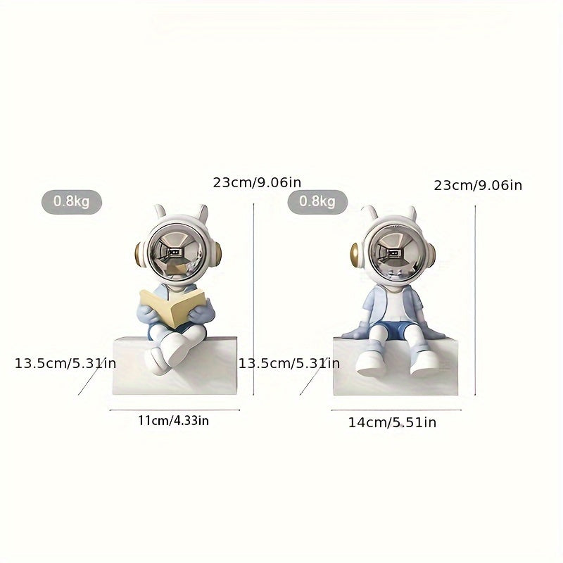 Decorative Astronaut Figurine Bookend for Living Room and Office Interior