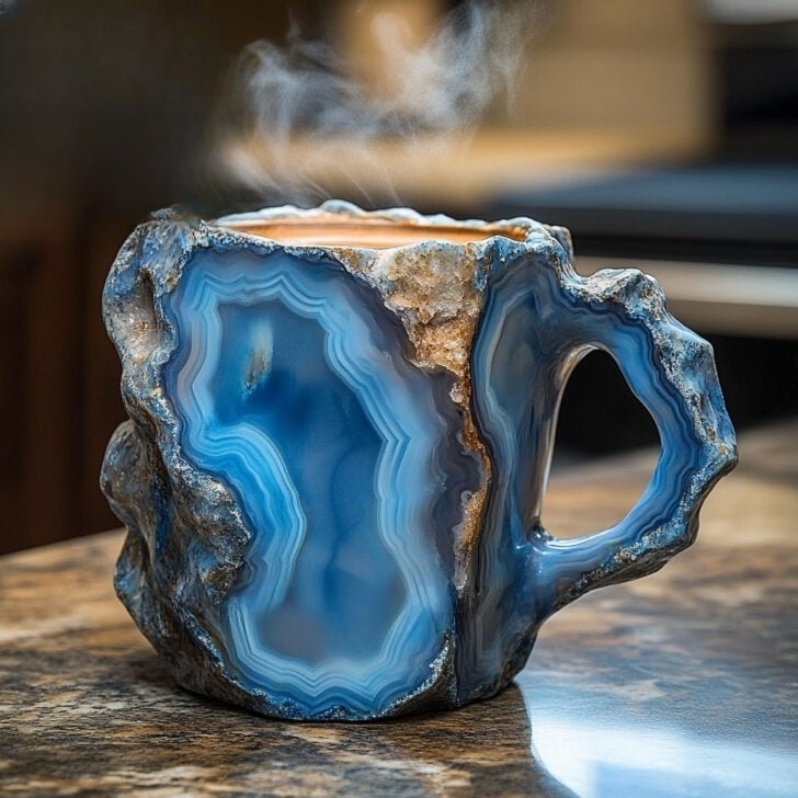 Gemstone Inspired Crystal Mug with Sculptural Finish