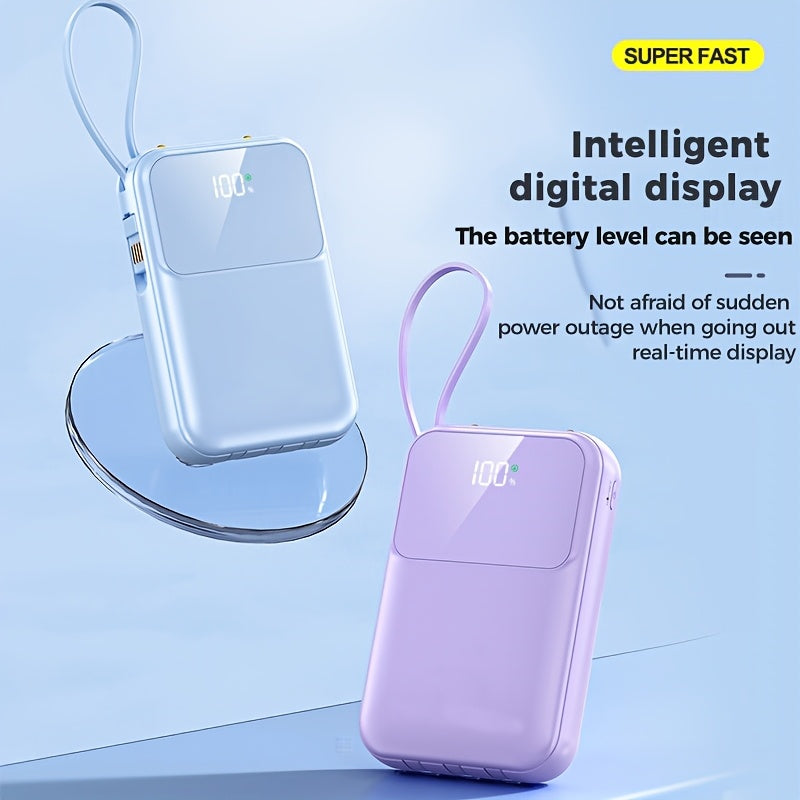 Ultimate Portable Power Bank 10000mAh - Fast Charging with Built-in Cables