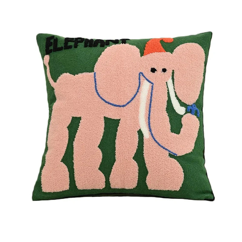 Nordic Embroidered Animal Cushion Cover with Textured Design