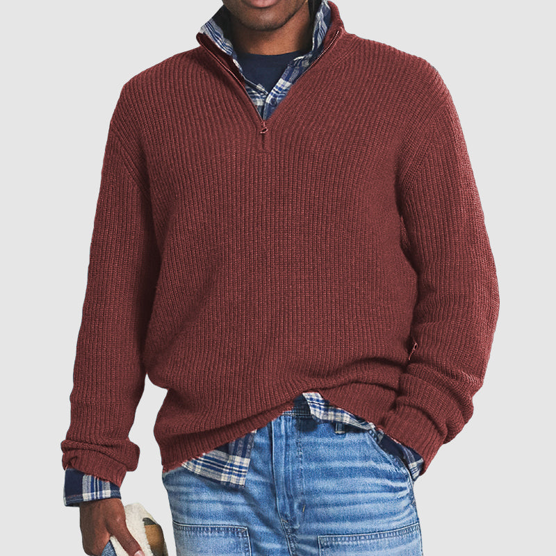 Men's Half-Zip Cashmere Blend Jumper for Everyday Comfort