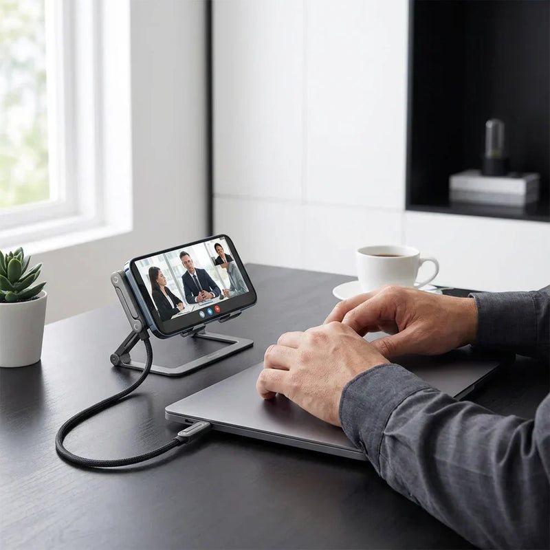 Fast Charging Cable with Phone Holder for Home and Work with Hands-Free Use