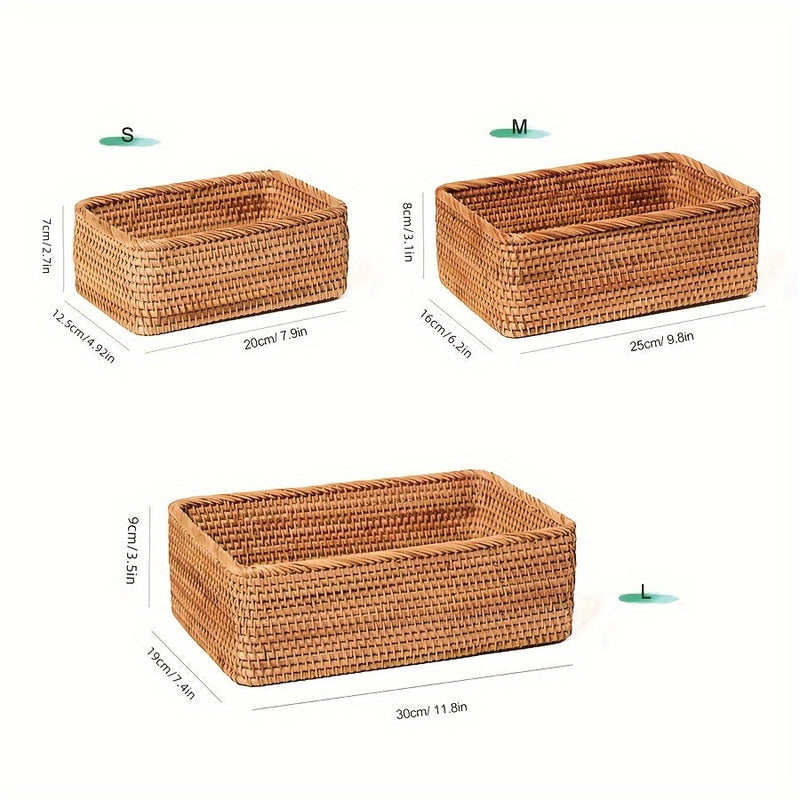 Handwoven Rattan Storage Basket for Table and Bathroom – Natural and Timeless Design