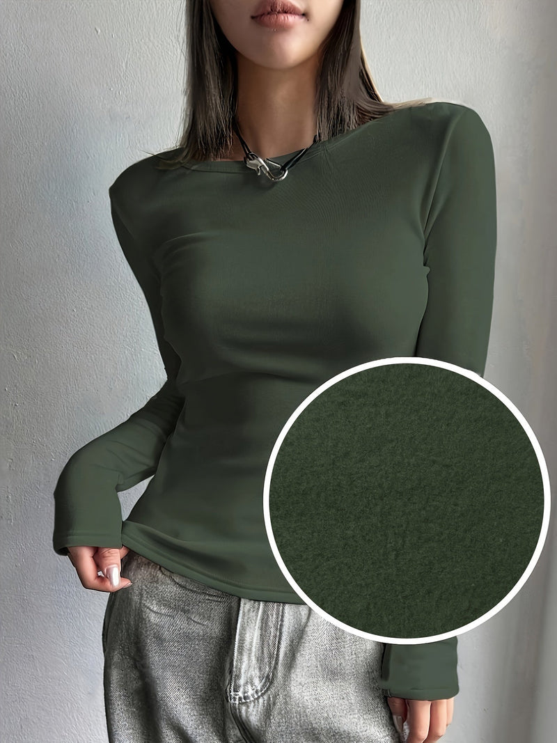 Ladies Thermal Long Sleeve Top for Autumn and Winter – Comfortable and Warm Basic Item