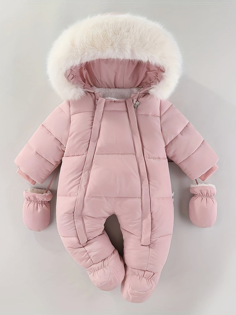 Frosty Baby Romper – Luxe Winter Jumpsuit with Hood for the Colder Months