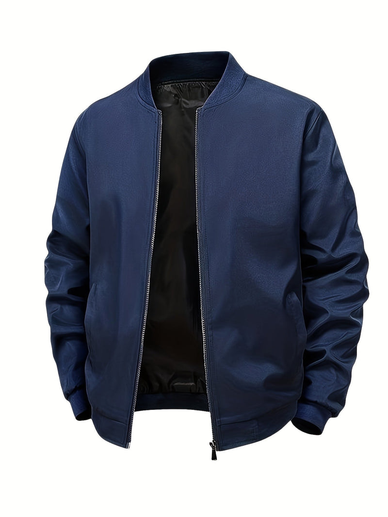Men's Summer Jacket with Baseball Collar and Zip Fastening for Casual Use