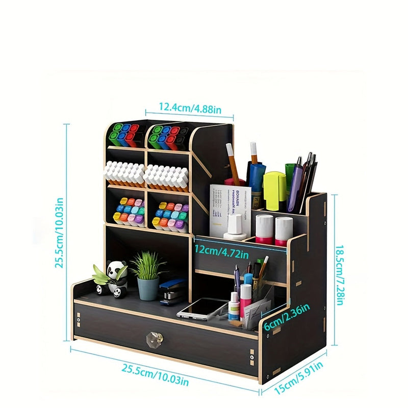 Spatial Bamboo Desk Organizer with Drawer – Organize Your Workspace Efficiently and Stylishly