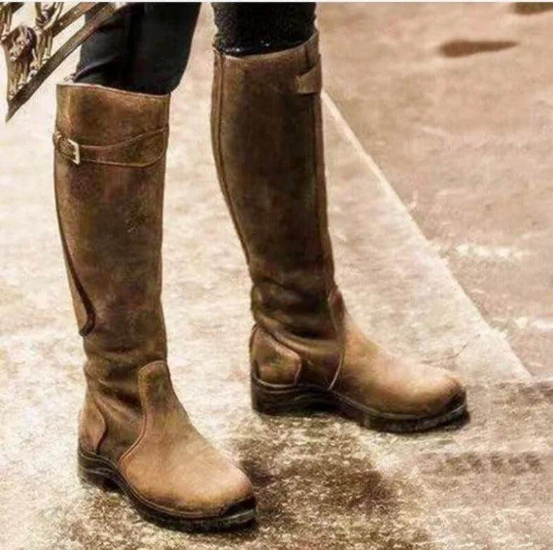 Women’s Knee-High Riding Boots with Buckle Detail