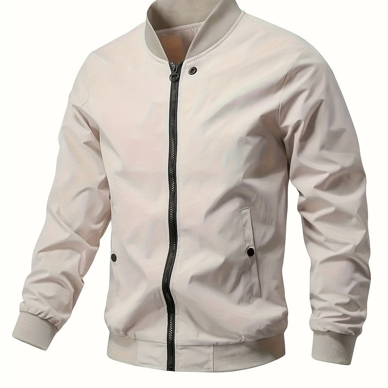 Lightweight Men's Summer Jacket with Stand-Up Collar and Zip Closure