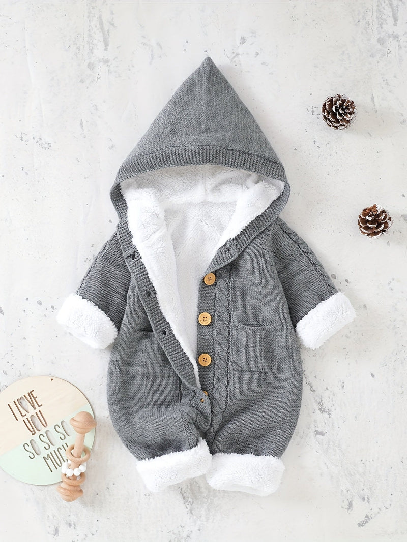 Baby knitted jumpsuit with hood – Warm and comfortable
