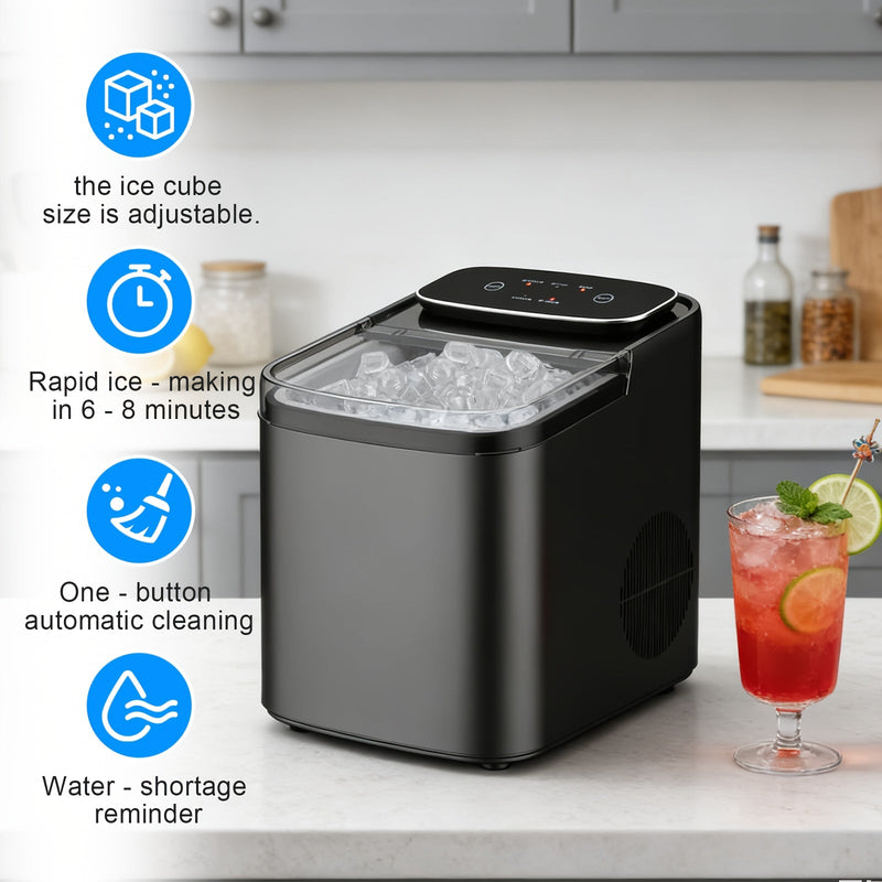 Compact Ice Cube Maker with Rapid Ice Production for Home and Office
