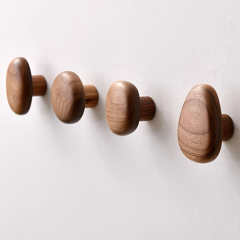 Wooden Wall Hooks Set of 4 with Natural Finish for Everyday Organisation