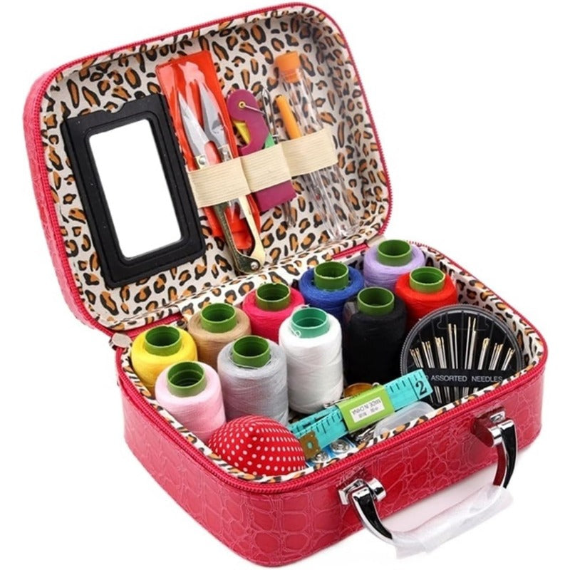 Complete Portable Sewing Kit in Luxury Faux Leather Case – Compact and Practical