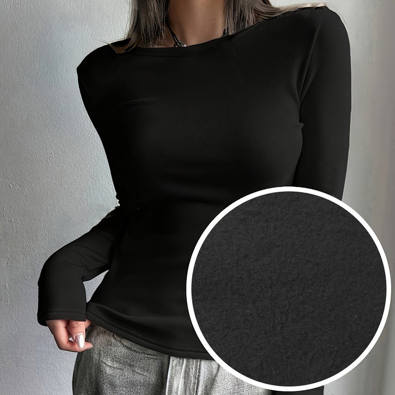 Ladies Thermal Long Sleeve Top for Autumn and Winter – Comfortable and Warm Basic Item