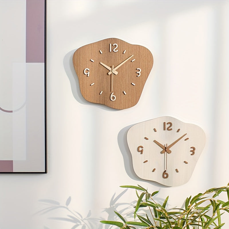 Wooden Wall Clock with Irregular Shape – Silent Movement and Decorative