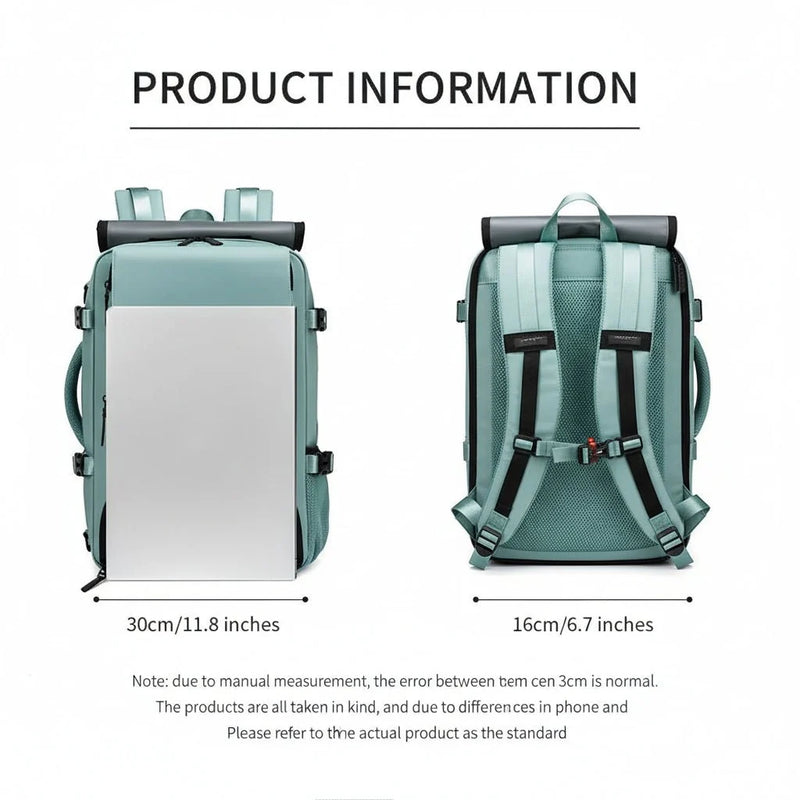 Water-Resistant Travel Backpack with USB Charging Port and Shoe Compartment