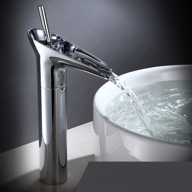 Waterfall Basin Mixer Tap in Brass with Elegant Design for Bathroom