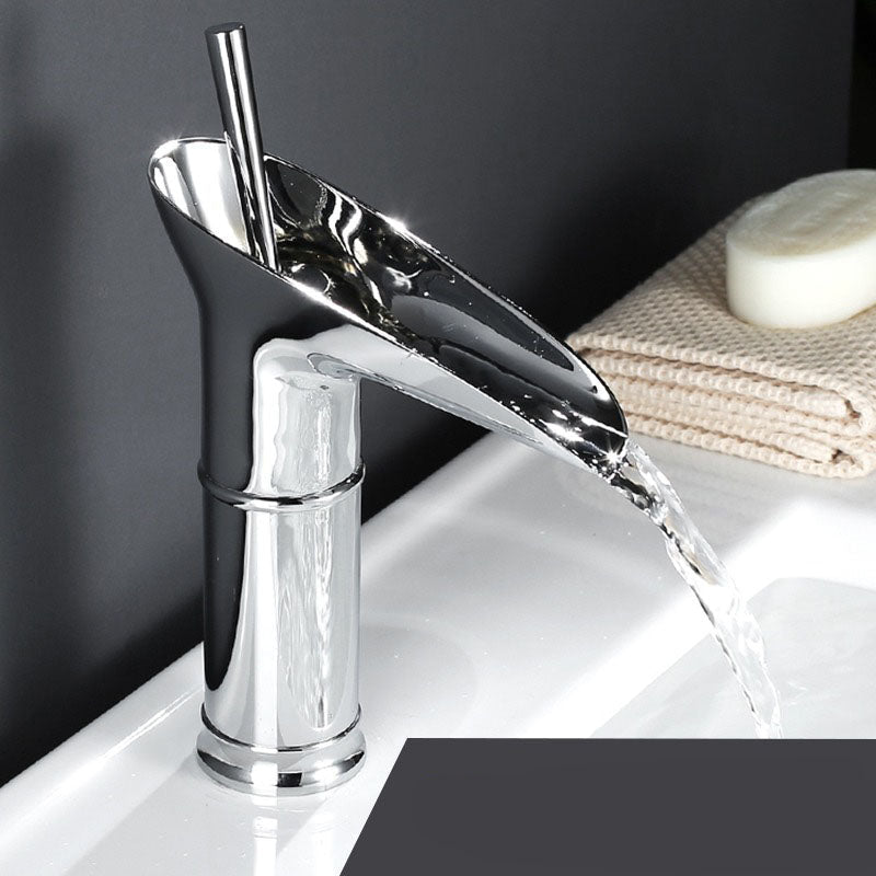 Waterfall Basin Mixer Tap in Brass with Elegant Design for Bathroom