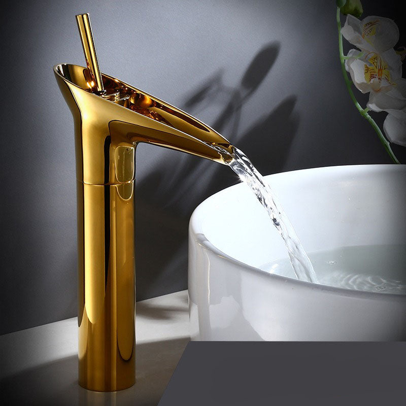 Waterfall Basin Mixer Tap in Brass with Elegant Design for Bathroom