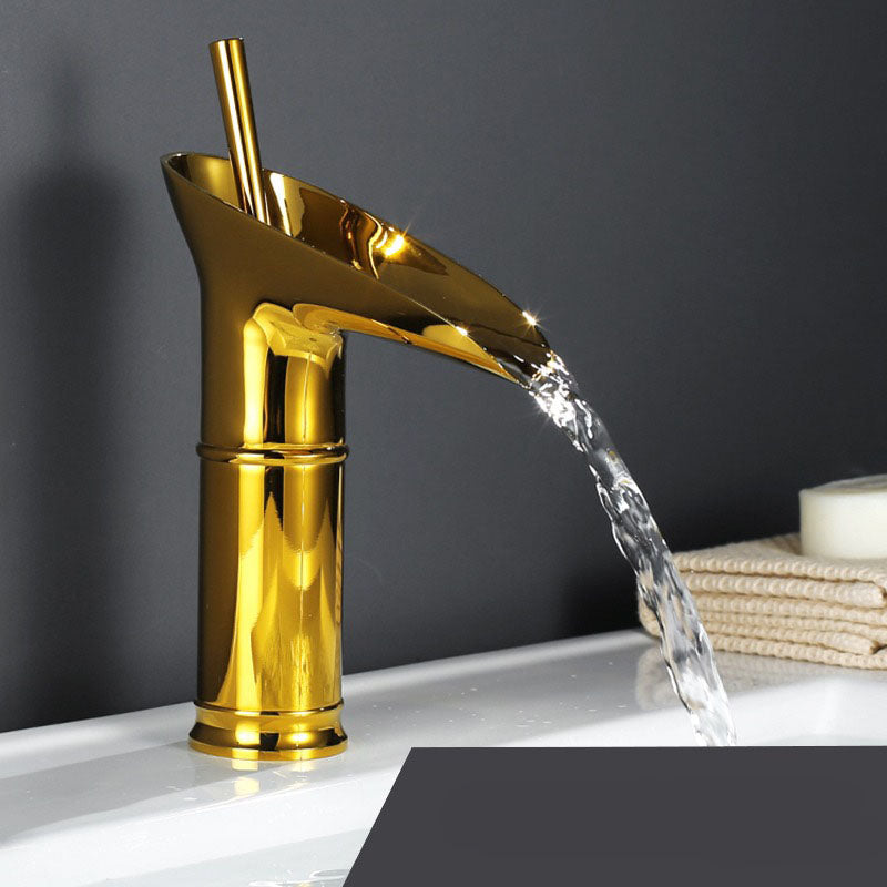 Waterfall Basin Mixer Tap in Brass with Elegant Design for Bathroom