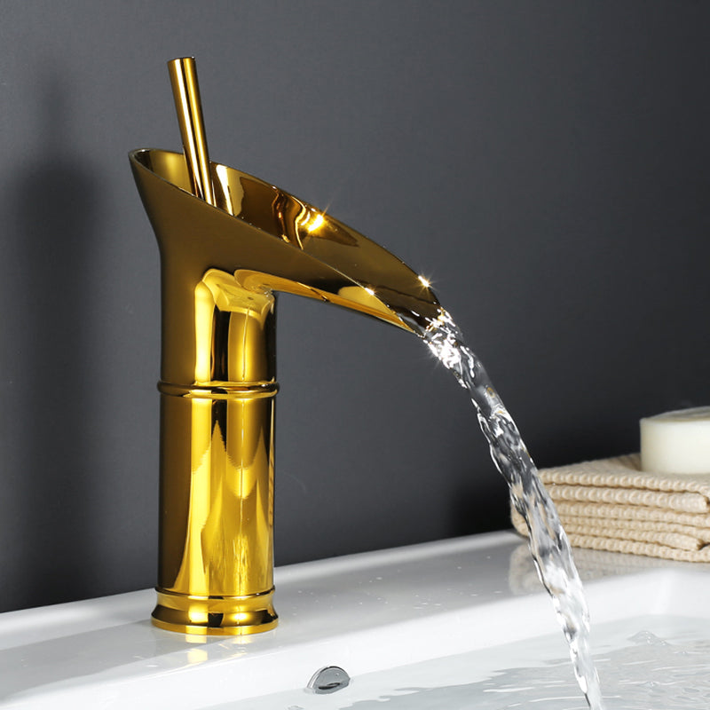 Waterfall Basin Mixer Tap in Brass with Elegant Design for Bathroom