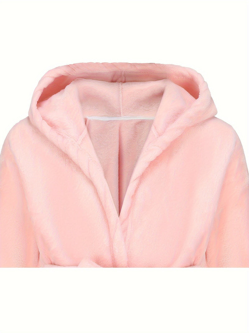 Children's Bathrobe with Hood – Soft Fleece Bathrobe for Girls with Comfortable Fit