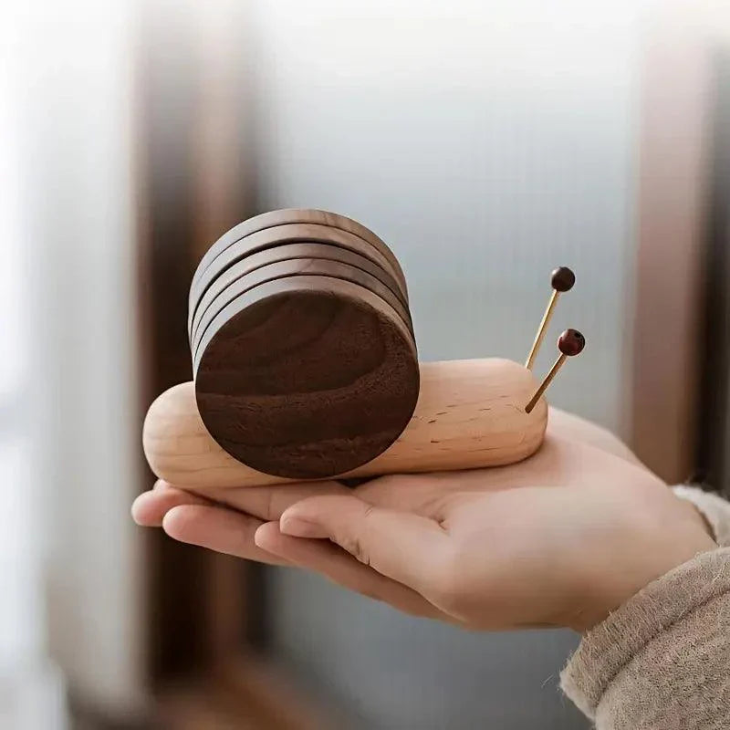Wooden Coaster Set with Log Design for Table Protection