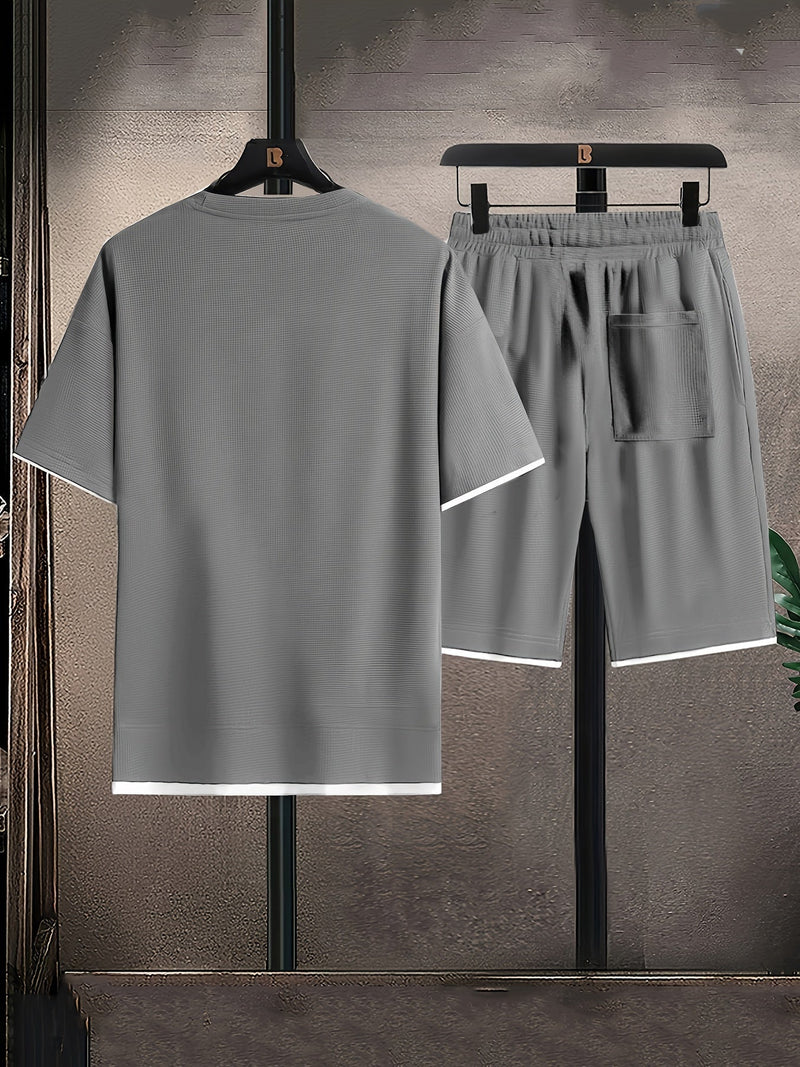 Casual Two-Piece Men's Set in Waffle Fabric – Comfortable and Breathable