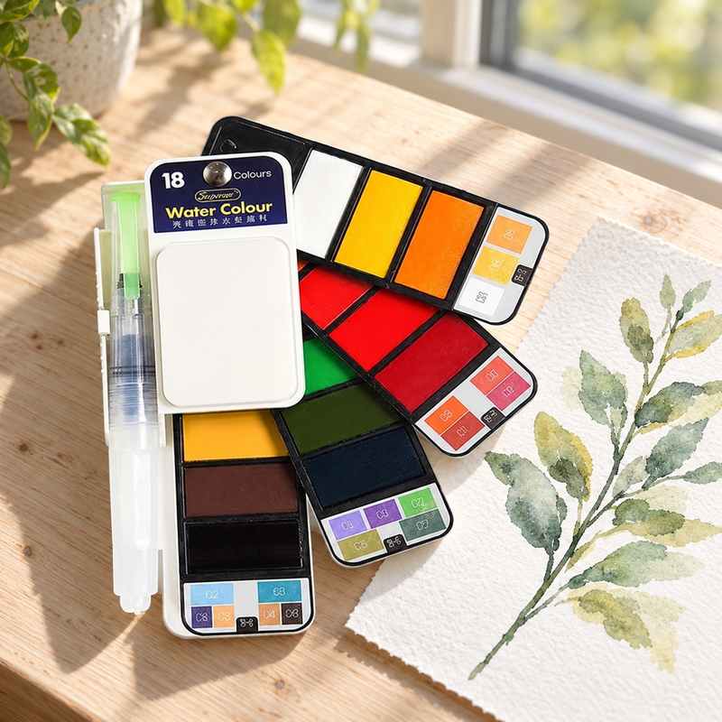 Portable Watercolour Paint Set with Water Brush