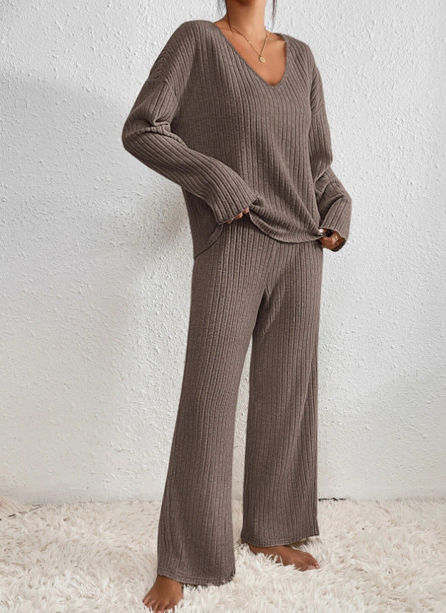 Ladies Knitted Loungewear Two-Piece Set with Soft Texture and Comfort